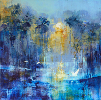 Derric van Rensburg - TRANQUIL BEGINNINGS - ACRYLIC ON CANVAS - 43 X 43