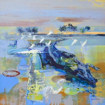 Derric van Rensburg - EVERGLADES DUSK - ACRYLIC ON CANVAS - 49 X 49