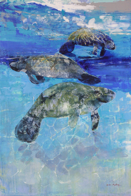 Derric van Rensburg - WATER BALLET - ACRYLIC ON CANVAS - 62 1/4 X 42