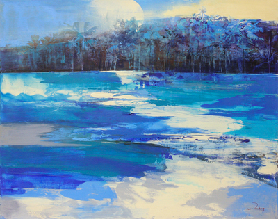 Derric van Rensburg - WHERE THE PALMS MEET THE SEA - ACRYLIC ON CANVAS - 47 X 59