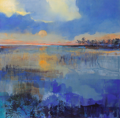 Derric van Rensburg - LAST LIGHT ON THE EVERGLADES - ACRYLIC ON CANVAS - 51 X 51