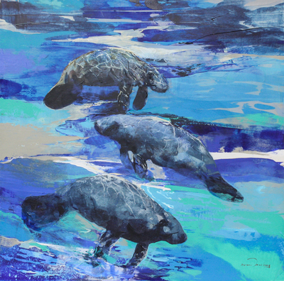 Derric van Rensburg - TRIPLE PLAY - ACRYLIC ON CANVAS - 46 3/4  X 46 3/4