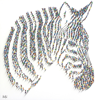 Francisco Bartus - ZEBRA - MIXED MEDIA ON CANVAS - 40 X 40