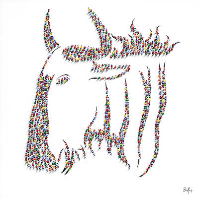 Francisco Bartus - WILDEBEEST - MIXED MEDIA ON CANVAS - 40 X 40