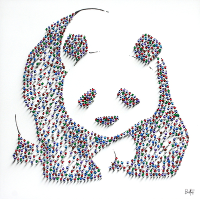 Francisco Bartus - PANDA - MIXED MEDIA ON CANVAS - 40 X 40