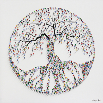 Francisco Bartus - TREE OF LIFE - MIXED MEDIA ON CANVAS - 49 X 49