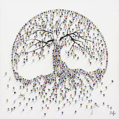 Francisco Bartus - TREE OF LIFE - MIXED MEDIA ON CANVAS - 39 1/2 X 39 1/2