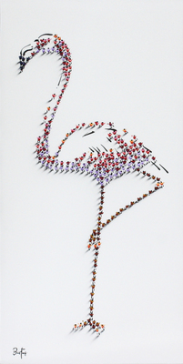 Francisco Bartus-FLAMINGO Francisco Bartus - FLAMINGO - MIXED MEDIA ON CANVAS - 47 X 24