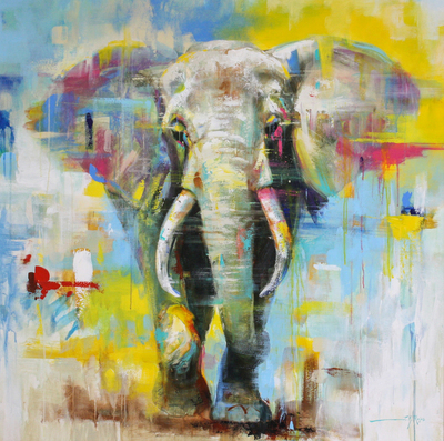 Jose Manuel Reyes - ELEPHANT - ACRYLIC ON CANVAS - 47 X 47