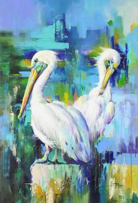 Jose Manuel Reyes - COASTAL COURTSHIP - ACRYLIC ON CANVAS - 47 X 32