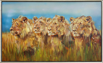 James Stroud - BUSHVELD BROTHERS - OIL ON CANVAS - 35 1/2 X 59