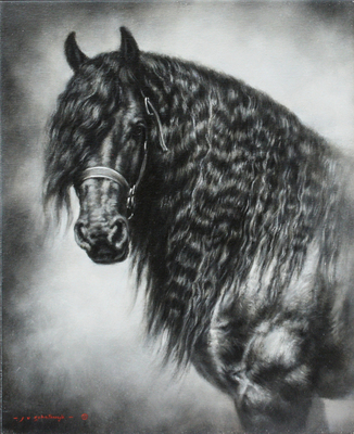 Jaco van Schalkwyk - PHANTOM (FRIESIAN) - OIL ON BELGIAN LINEN - 21 3/4 X 17 3/4