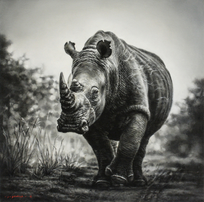 Jaco van Schalkwyk - THICK SKINNED - OIL ON BELGIAN LINEN - 31 3/4 X 31 3/4