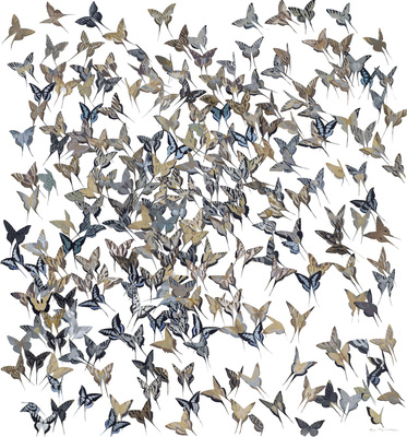 Kirsty May Hall - BUTTERFLIES IN NEUTRAL - GICLEE - 55 X 59