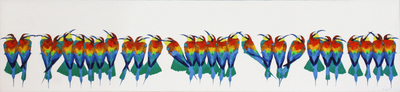 Kirsty May Hall - EUROPEAN BEE EATERS - ACRYLIC ON  CANVAS - 15 5/8 X 66 3/4