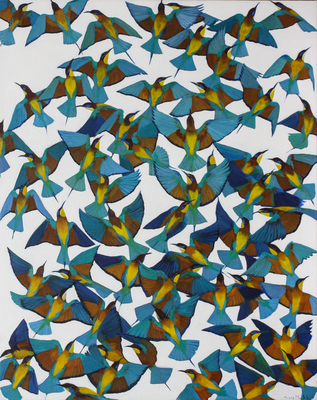 Kirsty May Hall - EUROPEAN BEE EATERS - ACRYLIC ON  CANVAS - 58 5/8 X 47