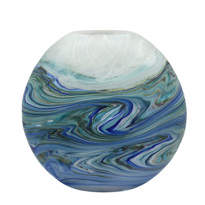 Lava Glass - EBB & FLOW - BLUE - GLASS - 13 1/2 X 13 1/2 X 5 1/2