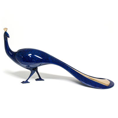 Loet Vanderveen - PEACOCK #2 (114) - BRONZE - 13.5 X 3.75 - These sculptures are bronze limited editions.
<br>
<br><a href="/[sculpture]/[available]-[patina]-[swatches]/">More than 30 patinas are available</a>. Available patinas are indicated as IN STOCK. Loet Vanderveen limited editions are always in strong demand and our stocked inventory sells quickly. Special orders are not being taken at this time.
<br>
<br>Allow a few weeks for your sculptures to arrive as each one is thoroughly prepared and packed in our warehouse. This includes fully customized crating and boxing for each piece. Your patience is appreciated during this process as we strive to ensure that your new artwork safely arrives.
<br>
<br>Shipping and Handling TBD