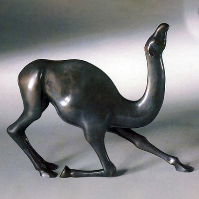 Loet Vanderveen - CAMEL, KNEELING (119) - BRONZE - 10 X 6 X 8 - These sculptures are bronze limited editions.
<br>
<br><a href="/[sculpture]/[available]-[patina]-[swatches]/">More than 30 patinas are available</a>. Available patinas are indicated as IN STOCK. Loet Vanderveen limited editions are always in strong demand and our stocked inventory sells quickly. Special orders are not being taken at this time.
<br>
<br>Allow a few weeks for your sculptures to arrive as each one is thoroughly prepared and packed in our warehouse. This includes fully customized crating and boxing for each piece. Your patience is appreciated during this process as we strive to ensure that your new artwork safely arrives.
<br>
<br>Shipping and Handling TBD