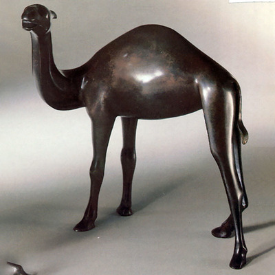 Clear Gloss Glazed Standing Camel Stretched Out 10