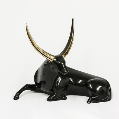 Loet Vanderveen - STEER (125) - BRONZE - 12 X 6 X 10 - These sculptures are bronze limited editions.
<br>
<br><a href="/[sculpture]/[available]-[patina]-[swatches]/">More than 30 patinas are available</a>. Available patinas are indicated as IN STOCK. Loet Vanderveen limited editions are always in strong demand and our stocked inventory sells quickly. Special orders are not being taken at this time.
<br>
<br>Allow a few weeks for your sculptures to arrive as each one is thoroughly prepared and packed in our warehouse. This includes fully customized crating and boxing for each piece. Your patience is appreciated during this process as we strive to ensure that your new artwork safely arrives.
<br>
<br>Shipping and Handling TBD