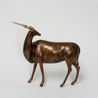 Loet Vanderveen - ELAND (128) - BRONZE - 14 X 12 - These sculptures are bronze limited editions.
<br>
<br><a href="/[sculpture]/[available]-[patina]-[swatches]/">More than 30 patinas are available</a>. Available patinas are indicated as IN STOCK. Loet Vanderveen limited editions are always in strong demand and our stocked inventory sells quickly. Special orders are not being taken at this time.
<br>
<br>Allow a few weeks for your sculptures to arrive as each one is thoroughly prepared and packed in our warehouse. This includes fully customized crating and boxing for each piece. Your patience is appreciated during this process as we strive to ensure that your new artwork safely arrives.
<br>
<br>Shipping and Handling TBD
