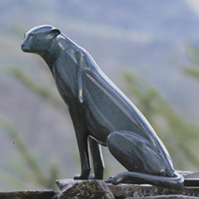 Loet Vanderveen - CHEETAH, SEATED W/POL HEAD (153P) - BRONZE - 20 X 12 X 20 - These sculptures are bronze limited editions.
<br>
<br><a href="/[sculpture]/[available]-[patina]-[swatches]/">More than 30 patinas are available</a>. Available patinas are indicated as IN STOCK. Loet Vanderveen limited editions are always in strong demand and our stocked inventory sells quickly. Special orders are not being taken at this time.
<br>
<br>Allow a few weeks for your sculptures to arrive as each one is thoroughly prepared and packed in our warehouse. This includes fully customized crating and boxing for each piece. Your patience is appreciated during this process as we strive to ensure that your new artwork safely arrives.
<br>
<br>Shipping and Handling TBD