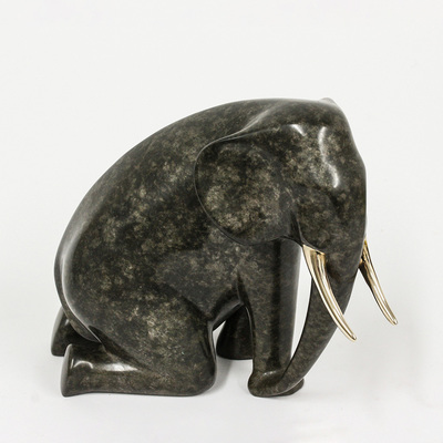 Loet Vanderveen - ELEPHANT, KNEELING (161) - BRONZE - 6 X 8 - These sculptures are bronze limited editions.
<br>
<br><a href="/[sculpture]/[available]-[patina]-[swatches]/">More than 30 patinas are available</a>. Available patinas are indicated as IN STOCK. Loet Vanderveen limited editions are always in strong demand and our stocked inventory sells quickly. Special orders are not being taken at this time.
<br>
<br>Allow a few weeks for your sculptures to arrive as each one is thoroughly prepared and packed in our warehouse. This includes fully customized crating and boxing for each piece. Your patience is appreciated during this process as we strive to ensure that your new artwork safely arrives.
<br>
<br>Shipping and Handling TBD