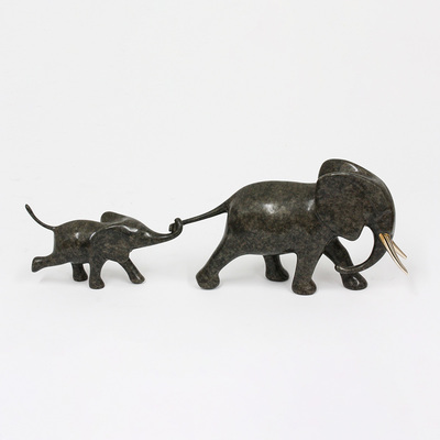 Loet Vanderveen - ELEPHANT & BABY RUNNING (357) - BRONZE - These sculptures are bronze limited editions.
<br>
<br><a href="/[sculpture]/[available]-[patina]-[swatches]/">More than 30 patinas are available</a>. Available patinas are indicated as IN STOCK. Loet Vanderveen limited editions are always in strong demand and our stocked inventory sells quickly. Special orders are not being taken at this time.
<br>
<br>Allow a few weeks for your sculptures to arrive as each one is thoroughly prepared and packed in our warehouse. This includes fully customized crating and boxing for each piece. Your patience is appreciated during this process as we strive to ensure that your new artwork safely arrives.
<br>
<br>Shipping and Handling TBD