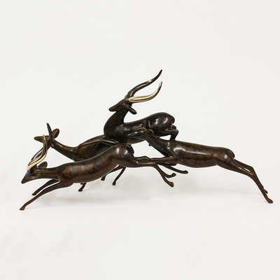 Loet Vanderveen - IMPALAS, LEAPING X4 (360) - BRONZE - 21.5 X 7 X 12 - Free Shipping Anywhere In The USA!<br><br>These sculptures are bronze limited editions.<br><br><a href="/[sculpture]/[available]-[patina]-[swatches]/">More than 30 patinas are available</a>. Available patinas are indicated as IN STOCK. Loet Vanderveen limited editions are always in strong demand and our stocked inventory sells quickly. Please contact the galleries for any special orders.<br><br>Allow a few weeks for your sculptures to arrive as each one is thoroughly prepared and packed in our warehouse. This includes fully customized crating and boxing for each piece. Your patience is appreciated during this process as we strive to ensure that your new artwork safely arrives.