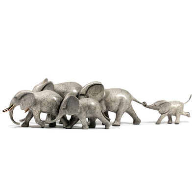 Loet Vanderveen - ELEPHANTS, RUNNING X5 (362) - BRONZE - 22 X 8 X 4.5 - Free Shipping Anywhere In The USA!
<br>
<br>These sculptures are bronze limited editions.
<br>
<br><a href="/[sculpture]/[available]-[patina]-[swatches]/">More than 30 patinas are available</a>. Available patinas are indicated as IN STOCK. Loet Vanderveen limited editions are always in strong demand and our stocked inventory sells quickly. Special orders are not being taken at this time.
<br>
<br>Allow a few weeks for your sculptures to arrive as each one is thoroughly prepared and packed in our warehouse. This includes fully customized crating and boxing for each piece. Your patience is appreciated during this process as we strive to ensure that your new artwork safely arrives.