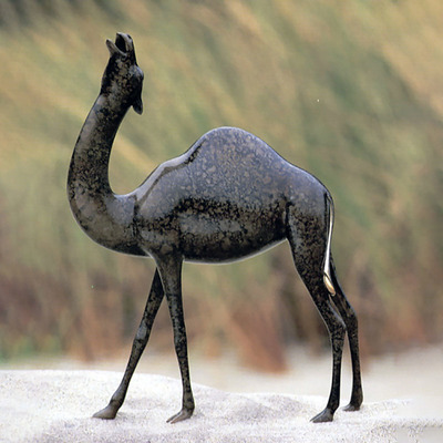 Loet Vanderveen - CAMEL, STRETCHING (366) - BRONZE - 12 X 17 - These sculptures are bronze limited editions.
<br>
<br><a href="/[sculpture]/[available]-[patina]-[swatches]/">More than 30 patinas are available</a>. Available patinas are indicated as IN STOCK. Loet Vanderveen limited editions are always in strong demand and our stocked inventory sells quickly. Special orders are not being taken at this time.
<br>
<br>Allow a few weeks for your sculptures to arrive as each one is thoroughly prepared and packed in our warehouse. This includes fully customized crating and boxing for each piece. Your patience is appreciated during this process as we strive to ensure that your new artwork safely arrives.
<br>
<br>Shipping and Handling TBD