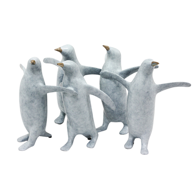 Loet Vanderveen - PENGUIN GROUP, SM. X5 (377) - BRONZE - 11 X 5.5 - These sculptures are bronze limited editions.
<br>
<br><a href="/[sculpture]/[available]-[patina]-[swatches]/">More than 30 patinas are available</a>. Available patinas are indicated as IN STOCK. Loet Vanderveen limited editions are always in strong demand and our stocked inventory sells quickly. Special orders are not being taken at this time.
<br>
<br>Allow a few weeks for your sculptures to arrive as each one is thoroughly prepared and packed in our warehouse. This includes fully customized crating and boxing for each piece. Your patience is appreciated during this process as we strive to ensure that your new artwork safely arrives.
<br>
<br>Shipping and Handling TBD
