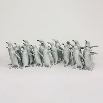 Loet Vanderveen - PENGUINS, LG GROUP X20 (378) - BRONZE - 21.5 X 5.5 - These sculptures are bronze limited editions.
<br>
<br><a href="/[sculpture]/[available]-[patina]-[swatches]/">More than 30 patinas are available</a>. Available patinas are indicated as IN STOCK. Loet Vanderveen limited editions are always in strong demand and our stocked inventory sells quickly. Special orders are not being taken at this time.
<br>
<br>Allow a few weeks for your sculptures to arrive as each one is thoroughly prepared and packed in our warehouse. This includes fully customized crating and boxing for each piece. Your patience is appreciated during this process as we strive to ensure that your new artwork safely arrives.
<br>
<br>Shipping and Handling TBD