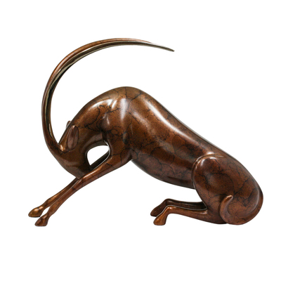 Loet Vanderveen - ORYX, RECLINING (379) - BRONZE - 13 X 14 - These sculptures are bronze limited editions.
<br>
<br><a href="/[sculpture]/[available]-[patina]-[swatches]/">More than 30 patinas are available</a>. Available patinas are indicated as IN STOCK. Loet Vanderveen limited editions are always in strong demand and our stocked inventory sells quickly. Special orders are not being taken at this time.
<br>
<br>Allow a few weeks for your sculptures to arrive as each one is thoroughly prepared and packed in our warehouse. This includes fully customized crating and boxing for each piece. Your patience is appreciated during this process as we strive to ensure that your new artwork safely arrives.
<br>
<br>Shipping and Handling TBD