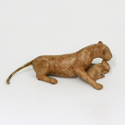 Loet Vanderveen - LIONESS & CUB (383) - BRONZE - 9.5 X 4 X 3.25 - These sculptures are bronze limited editions.
<br>
<br><a href="/[sculpture]/[available]-[patina]-[swatches]/">More than 30 patinas are available</a>. Available patinas are indicated as IN STOCK. Loet Vanderveen limited editions are always in strong demand and our stocked inventory sells quickly. Special orders are not being taken at this time.
<br>
<br>Allow a few weeks for your sculptures to arrive as each one is thoroughly prepared and packed in our warehouse. This includes fully customized crating and boxing for each piece. Your patience is appreciated during this process as we strive to ensure that your new artwork safely arrives.
<br>
<br>Shipping and Handling TBD