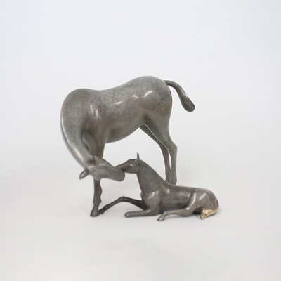 Loet Vanderveen - HORSE AND FOAL (386) - BRONZE - 9 X 7.75 - These sculptures are bronze limited editions.
<br>
<br><a href="/[sculpture]/[available]-[patina]-[swatches]/">More than 30 patinas are available</a>. Available patinas are indicated as IN STOCK. Loet Vanderveen limited editions are always in strong demand and our stocked inventory sells quickly. Special orders are not being taken at this time.
<br>
<br>Allow a few weeks for your sculptures to arrive as each one is thoroughly prepared and packed in our warehouse. This includes fully customized crating and boxing for each piece. Your patience is appreciated during this process as we strive to ensure that your new artwork safely arrives.
<br>
<br>Shipping and Handling TBD