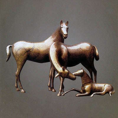 Loet Vanderveen - HORSE FAMILY, LARGE (390) - BRONZE - 21.5 X 9 X 14.5 - These sculptures are bronze limited editions.
<br>
<br><a href="/[sculpture]/[available]-[patina]-[swatches]/">More than 30 patinas are available</a>. Available patinas are indicated as IN STOCK. Loet Vanderveen limited editions are always in strong demand and our stocked inventory sells quickly. Special orders are not being taken at this time.
<br>
<br>Allow a few weeks for your sculptures to arrive as each one is thoroughly prepared and packed in our warehouse. This includes fully customized crating and boxing for each piece. Your patience is appreciated during this process as we strive to ensure that your new artwork safely arrives.
<br>
<br>Shipping and Handling TBD