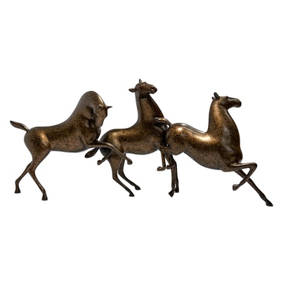 Loet Vanderveen - HORSES, PRANCING (394) - BRONZE - 18.5 X 9 - These sculptures are bronze limited editions.
<br>
<br><a href="/[sculpture]/[available]-[patina]-[swatches]/">More than 30 patinas are available</a>. Available patinas are indicated as IN STOCK. Loet Vanderveen limited editions are always in strong demand and our stocked inventory sells quickly. Special orders are not being taken at this time.
<br>
<br>Allow a few weeks for your sculptures to arrive as each one is thoroughly prepared and packed in our warehouse. This includes fully customized crating and boxing for each piece. Your patience is appreciated during this process as we strive to ensure that your new artwork safely arrives.
<br>
<br>Shipping and Handling TBD