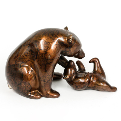 Loet Vanderveen - BEAR AND CUB (402) - BRONZE - 10 X 5.25 - These sculptures are bronze limited editions.
<br>
<br><a href="/[sculpture]/[available]-[patina]-[swatches]/">More than 30 patinas are available</a>. Available patinas are indicated as IN STOCK. Loet Vanderveen limited editions are always in strong demand and our stocked inventory sells quickly. Special orders are not being taken at this time.
<br>
<br>Allow a few weeks for your sculptures to arrive as each one is thoroughly prepared and packed in our warehouse. This includes fully customized crating and boxing for each piece. Your patience is appreciated during this process as we strive to ensure that your new artwork safely arrives.
<br>
<br>Shipping and Handling TBD