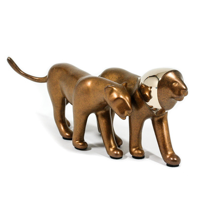Loet Vanderveen - LION PAIR, NOAH'S (412) - BRONZE - 6.5 X 3.25 - These sculptures are bronze limited editions.
<br>
<br><a href="/[sculpture]/[available]-[patina]-[swatches]/">More than 30 patinas are available</a>. Available patinas are indicated as IN STOCK. Loet Vanderveen limited editions are always in strong demand and our stocked inventory sells quickly. Special orders are not being taken at this time.
<br>
<br>Allow a few weeks for your sculptures to arrive as each one is thoroughly prepared and packed in our warehouse. This includes fully customized crating and boxing for each piece. Your patience is appreciated during this process as we strive to ensure that your new artwork safely arrives.
<br>
<br>Shipping and Handling TBD