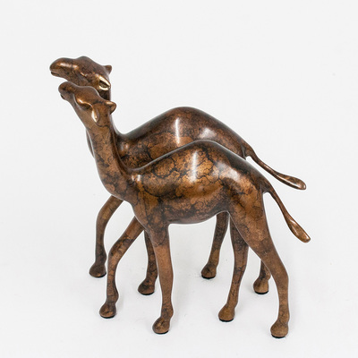 Loet Vanderveen - CAMEL PAIR, NOAH'S (416) - BRONZE - 7 X 6.25 - These sculptures are bronze limited editions.
<br>
<br><a href="/[sculpture]/[available]-[patina]-[swatches]/">More than 30 patinas are available</a>. Available patinas are indicated as IN STOCK. Loet Vanderveen limited editions are always in strong demand and our stocked inventory sells quickly. Special orders are not being taken at this time.
<br>
<br>Allow a few weeks for your sculptures to arrive as each one is thoroughly prepared and packed in our warehouse. This includes fully customized crating and boxing for each piece. Your patience is appreciated during this process as we strive to ensure that your new artwork safely arrives.
<br>
<br>Shipping and Handling TBD