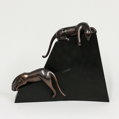 Loet Vanderveen - COUGARS AND STRUCTURE (434) - BRONZE - 12 X 10.5 - These sculptures are bronze limited editions.
<br>
<br><a href="/[sculpture]/[available]-[patina]-[swatches]/">More than 30 patinas are available</a>. Available patinas are indicated as IN STOCK. Loet Vanderveen limited editions are always in strong demand and our stocked inventory sells quickly. Special orders are not being taken at this time.
<br>
<br>Allow a few weeks for your sculptures to arrive as each one is thoroughly prepared and packed in our warehouse. This includes fully customized crating and boxing for each piece. Your patience is appreciated during this process as we strive to ensure that your new artwork safely arrives.
<br>
<br>Shipping and Handling TBD