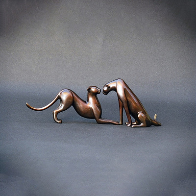 Loet Vanderveen - CHEETAH PAIR, NEW (451) - BRONZE - 15.5 X 5.5 X 5.25 - Free Shipping Anywhere In The USA!<br><br>These sculptures are bronze limited editions.<br><br><a href="/[sculpture]/[available]-[patina]-[swatches]/">More than 30 patinas are available</a>. Available patinas are indicated as IN STOCK. Loet Vanderveen limited editions are always in strong demand and our stocked inventory sells quickly. Please contact the galleries for any special orders.<br><br>Allow a few weeks for your sculptures to arrive as each one is thoroughly prepared and packed in our warehouse. This includes fully customized crating and boxing for each piece. Your patience is appreciated during this process as we strive to ensure that your new artwork safely arrives.