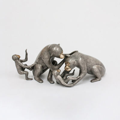 Loet Vanderveen - CHIMPANZEE FAMILY (453) - BRONZE - 15 X 7 - These sculptures are bronze limited editions.
<br>
<br><a href="/[sculpture]/[available]-[patina]-[swatches]/">More than 30 patinas are available</a>. Available patinas are indicated as IN STOCK. Loet Vanderveen limited editions are always in strong demand and our stocked inventory sells quickly. Special orders are not being taken at this time.
<br>
<br>Allow a few weeks for your sculptures to arrive as each one is thoroughly prepared and packed in our warehouse. This includes fully customized crating and boxing for each piece. Your patience is appreciated during this process as we strive to ensure that your new artwork safely arrives.
<br>
<br>Shipping and Handling TBD