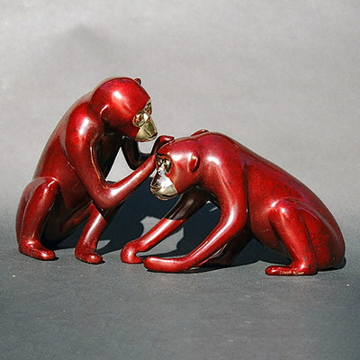 Loet Vanderveen - CHIMPANZEE COUPLE (454) - BRONZE - 12 X 7 - Free Shipping Anywhere In The USA!<br><br>These sculptures are bronze limited editions.<br><br><a href="/[sculpture]/[available]-[patina]-[swatches]/">More than 30 patinas are available</a>. Available patinas are indicated as IN STOCK. Loet Vanderveen limited editions are always in strong demand and our stocked inventory sells quickly. Please contact the galleries for any special orders.<br><br>Allow a few weeks for your sculptures to arrive as each one is thoroughly prepared and packed in our warehouse. This includes fully customized crating and boxing for each piece. Your patience is appreciated during this process as we strive to ensure that your new artwork safely arrives.