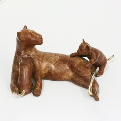 Loet Vanderveen - LIONESS & BABIES, PRIDE (467) - BRONZE - 8 X 6 X 3 - These sculptures are bronze limited editions.
<br>
<br><a href="/[sculpture]/[available]-[patina]-[swatches]/">More than 30 patinas are available</a>. Available patinas are indicated as IN STOCK. Loet Vanderveen limited editions are always in strong demand and our stocked inventory sells quickly. Special orders are not being taken at this time.
<br>
<br>Allow a few weeks for your sculptures to arrive as each one is thoroughly prepared and packed in our warehouse. This includes fully customized crating and boxing for each piece. Your patience is appreciated during this process as we strive to ensure that your new artwork safely arrives.
<br>
<br>Shipping and Handling TBD