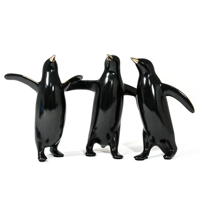 Loet Vanderveen - PENGUIN TRIO (474) - BRONZE - 9 X 4 X 5.25 - These sculptures are bronze limited editions.
<br>
<br><a href="/[sculpture]/[available]-[patina]-[swatches]/">More than 30 patinas are available</a>. Available patinas are indicated as IN STOCK. Loet Vanderveen limited editions are always in strong demand and our stocked inventory sells quickly. Special orders are not being taken at this time.
<br>
<br>Allow a few weeks for your sculptures to arrive as each one is thoroughly prepared and packed in our warehouse. This includes fully customized crating and boxing for each piece. Your patience is appreciated during this process as we strive to ensure that your new artwork safely arrives.
<br>
<br>Shipping and Handling TBD