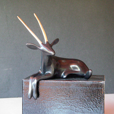 Loet Vanderveen - ORYX, SEATED (500) - BRONZE - 5 X 4.5 X 4.75 - These sculptures are bronze limited editions.
<br>
<br><a href="/[sculpture]/[available]-[patina]-[swatches]/">More than 30 patinas are available</a>. Available patinas are indicated as IN STOCK. Loet Vanderveen limited editions are always in strong demand and our stocked inventory sells quickly. Special orders are not being taken at this time.
<br>
<br>Allow a few weeks for your sculptures to arrive as each one is thoroughly prepared and packed in our warehouse. This includes fully customized crating and boxing for each piece. Your patience is appreciated during this process as we strive to ensure that your new artwork safely arrives.
<br>
<br>Shipping and Handling TBD