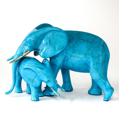 Loet Vanderveen - ELEPHANTS, TENDER (529) - BRONZE - 10 X 5.5 X 6.25 - These sculptures are bronze limited editions.
<br>
<br><a href="/[sculpture]/[available]-[patina]-[swatches]/">More than 30 patinas are available</a>. Available patinas are indicated as IN STOCK. Loet Vanderveen limited editions are always in strong demand and our stocked inventory sells quickly. Special orders are not being taken at this time.
<br>
<br>Allow a few weeks for your sculptures to arrive as each one is thoroughly prepared and packed in our warehouse. This includes fully customized crating and boxing for each piece. Your patience is appreciated during this process as we strive to ensure that your new artwork safely arrives.
<br>
<br>Shipping and Handling TBD